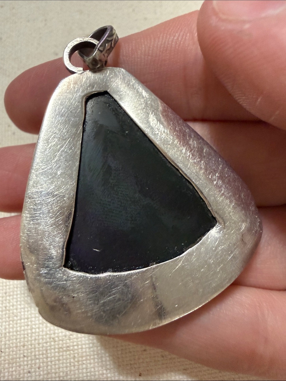 Sterling Silver 925 Dark Green Teardrop Pendant - Picture 4 of 8
